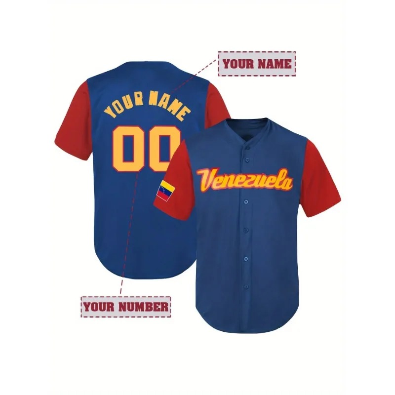 Embroidery On Shirt - T-shirt de baseball Venezuela personnalisé pour