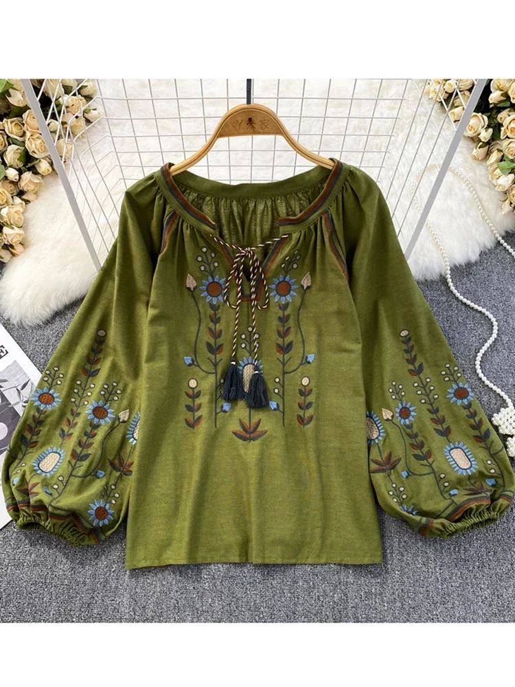 Embroidery On Shirt - Chemisier de printemps pour femme, style