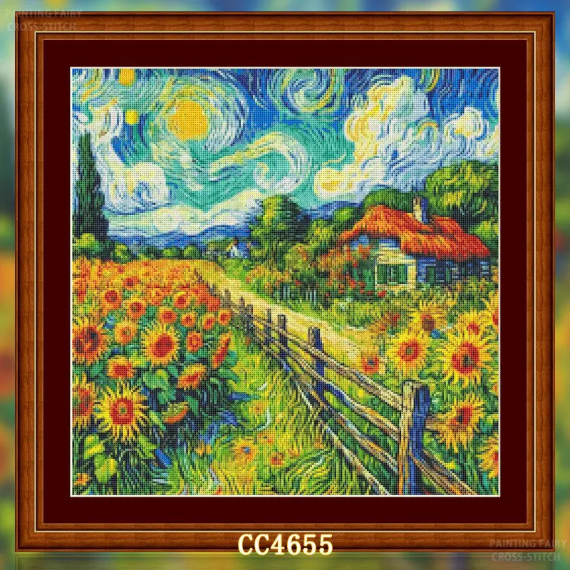 Embroidery Artwork - [[CC4656-Série Van Gogh Ferme de Tournesols]