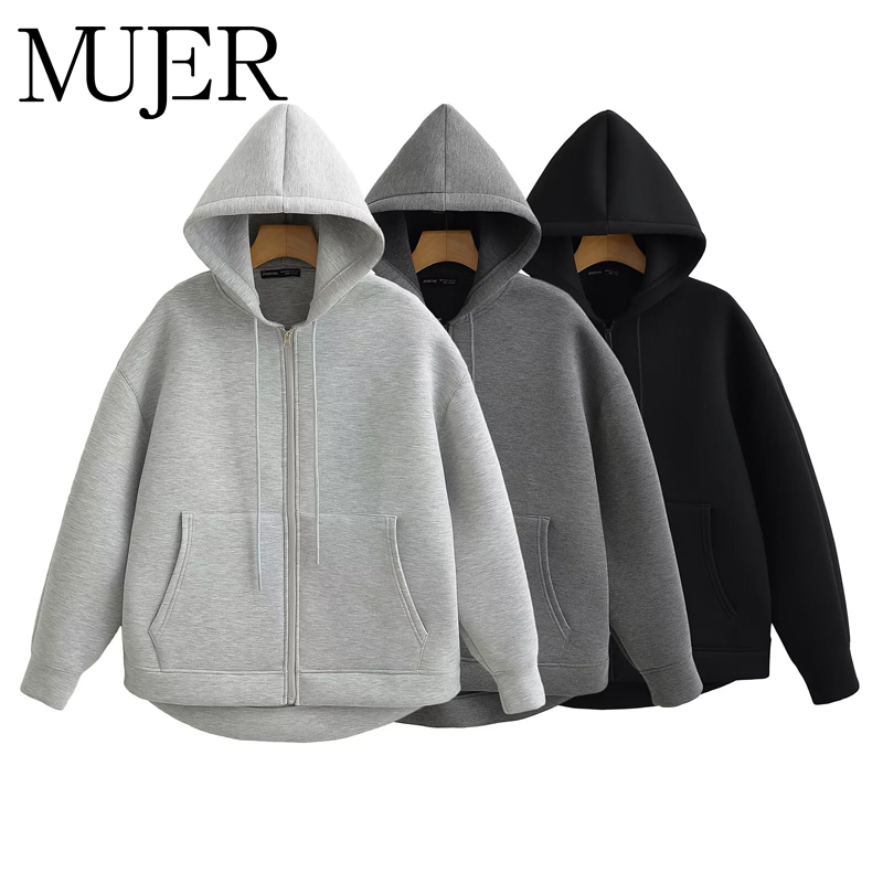 Embroidery Zip Up Hoodie - MUJER sweat à capuche zippé femmes