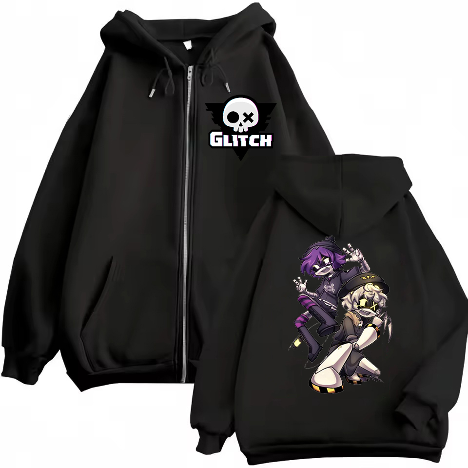 Embroidery Zip Up Hoodie - Anime Murder Drones sweat à capuche