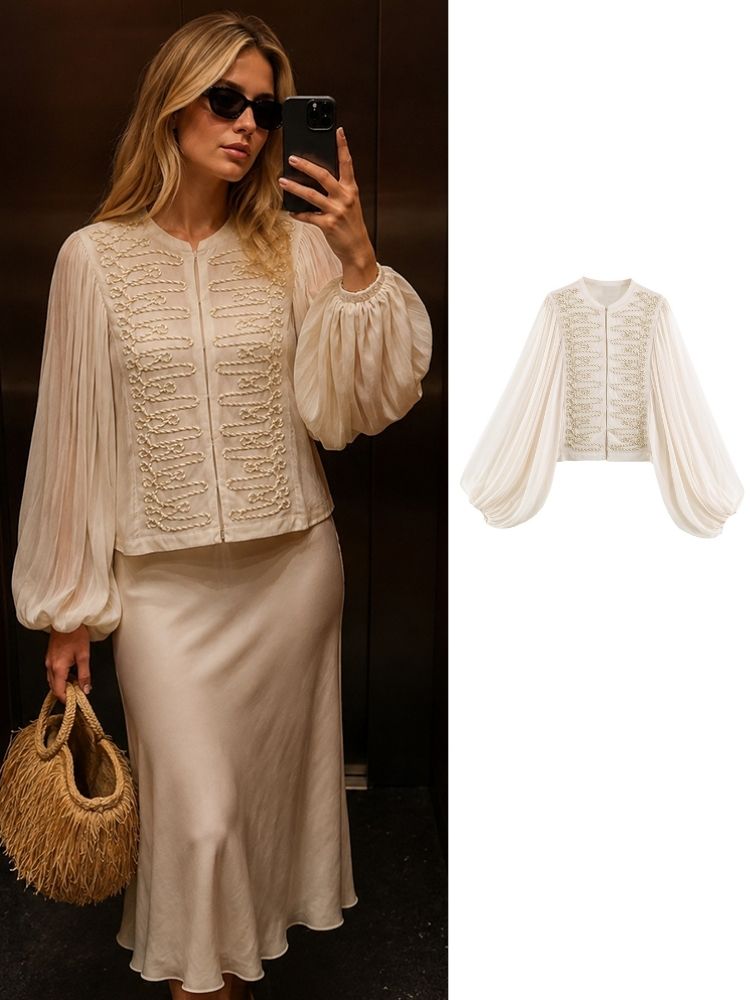 HH Cardigan court en mousselin - Embroidery On Shirt avis et prix
