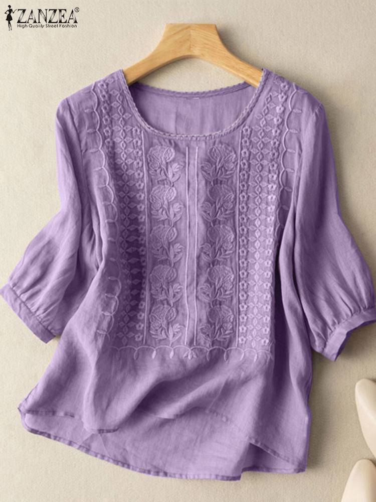 ZANZEA femmes élégantes chemis - Embroidery On Shirt avis et prix