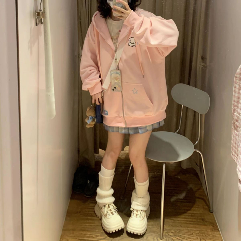 Sweats à capuche zippés Kawaii - Embroidery Zip Up Hoodie avis et prix